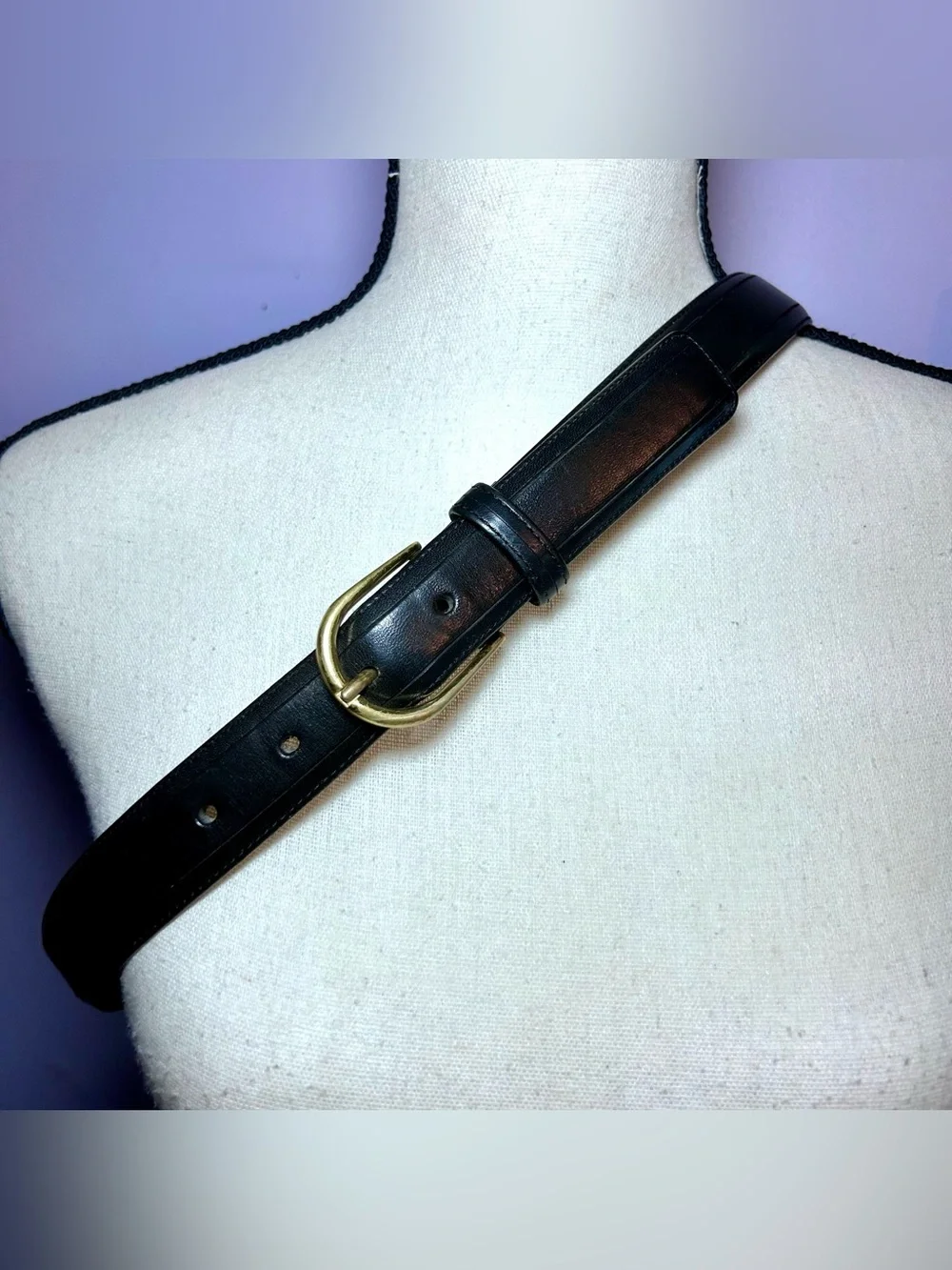 Brighton Club Harness Black Leather Belt Men’s 34 Brass Buckle